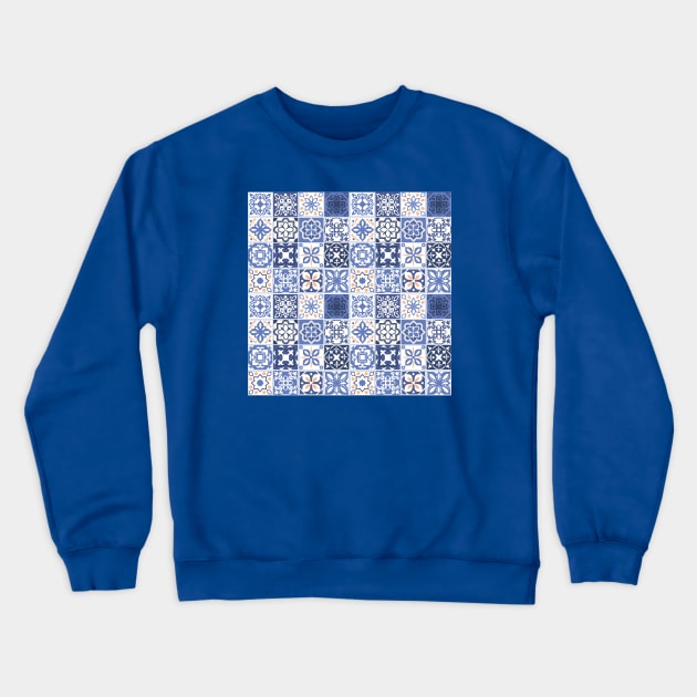 Portuguese Tile Pattern Crewneck Sweatshirt by Travel Designs
